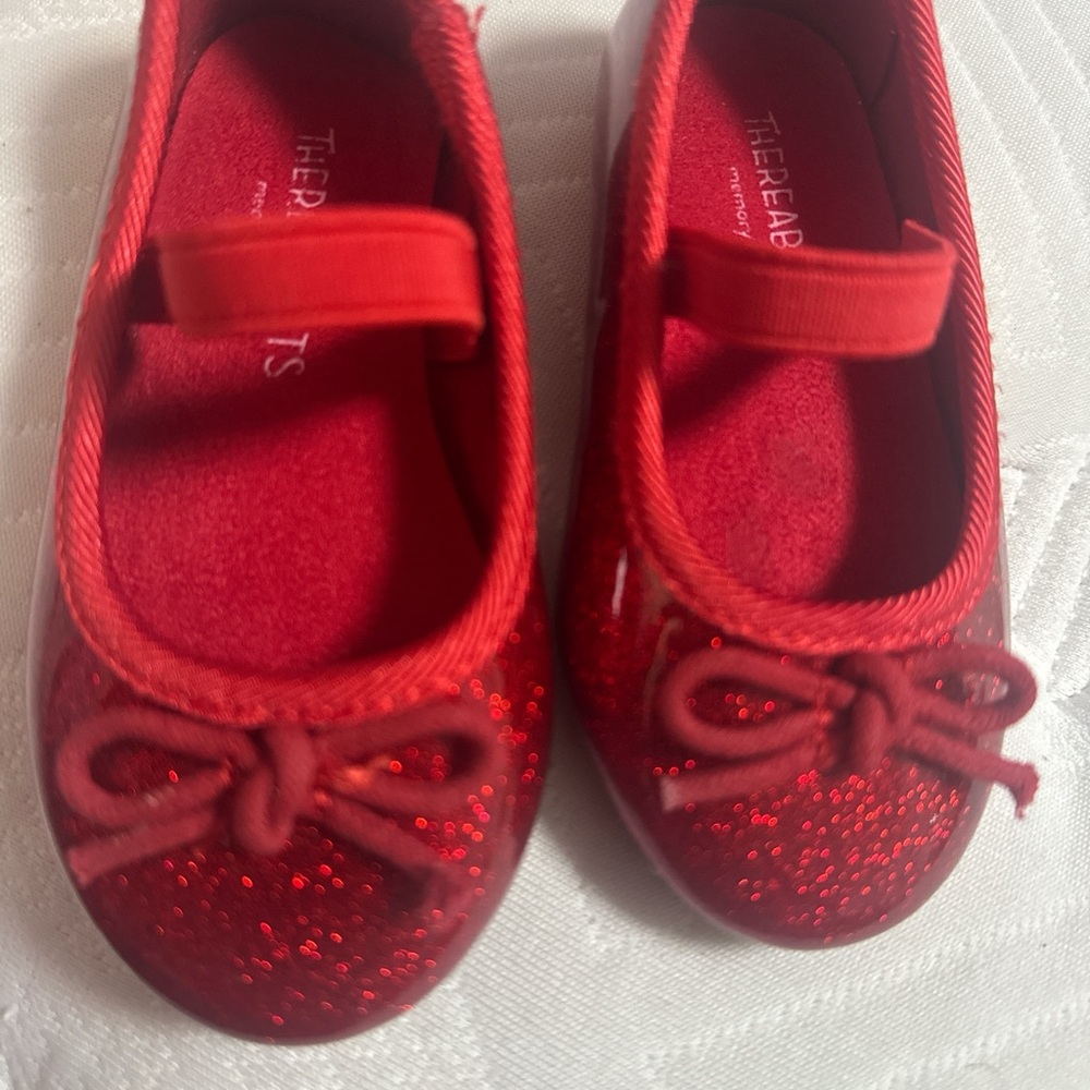 TheraBand Red Glitter Mary Jane Kids Shoes